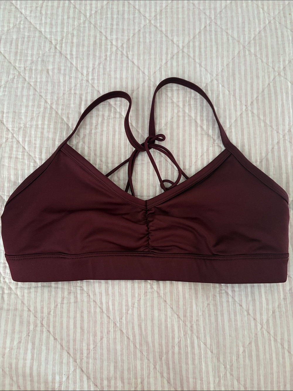 ALO Yoga Plum Strappy Tie-Back Sports Bra